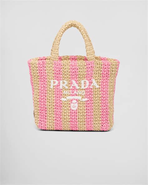 borsa prada rafia rosa|Borsa shopping small in rafia Naturale/petalo .